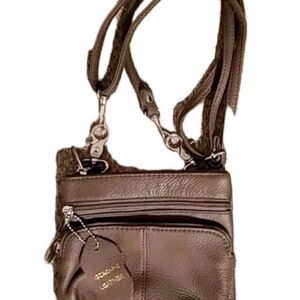 Dark Brown Genuine Leather Crossbody Bag With Detachable Strap. NWOT
